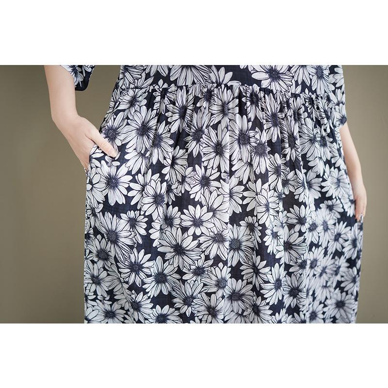 DIMANAF Nuovo Estate 2026 Spiaggia Donna Taglie Forti Signora Abito Lungo Vestito da Sole Ampio Oversize Maxi Stampa Floreale Cotone