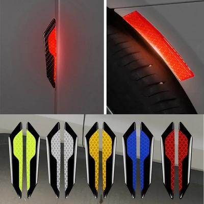 Car Door Anti-Collision Universal 4PCS  Strip Body Stickers Reflective Warning Stickers Decorative Scratch-Resistant Modified