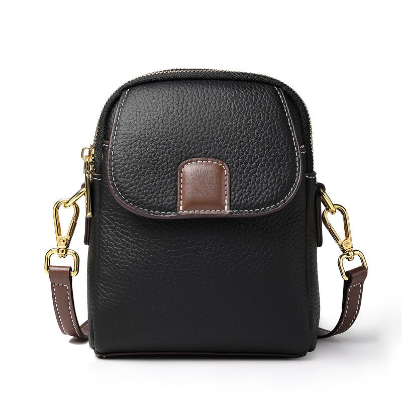 Head Layer Cowhide Women s Bag, Mobile Phone Bag, Women s Genuine Leather Crossbody Bag, Fashionable Multi Compartment Shoulder Bag