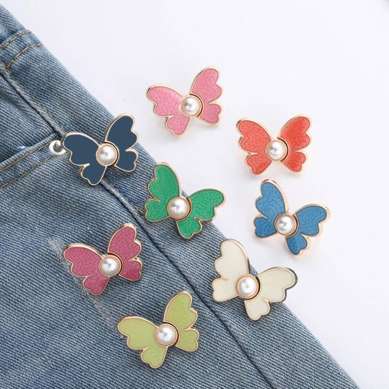 Fashion Butterfly Jean Button Adjustable Waist Buckle Extender Detachable Tighten Attacher Pins Waist Closing Artifact