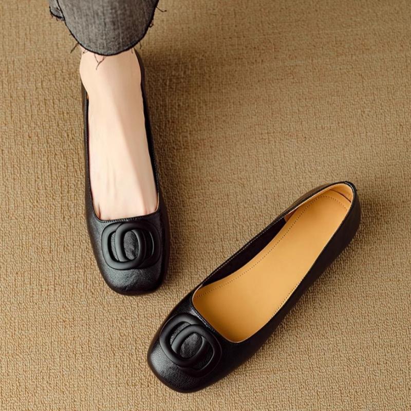 Nové Všestranné Mokasíny s Hrubým Podpatkem a Kovovou Sponou 2025 Mary Jane Kožené Kulatá Špička Dámské Ploché Boty Měkká Podrážka Dámské Boty