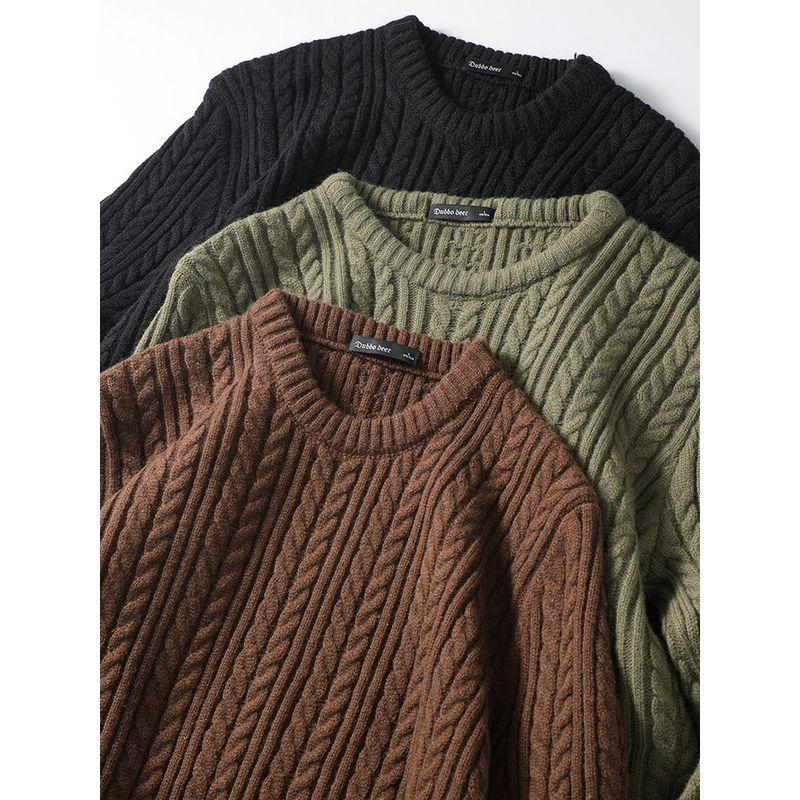 Japan fashion Retro Jacquard Sweater Men's Winter Twist Casual Lazy Inner wear Warm Foreign Trade Cattle Goods Knit Outerwear