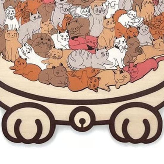 Yousheng 135Pcs/Set Cat Shaped Wooden Jigsaw Puzzle Focus Logic Training Wood Puzzle Game Educational Difficult Puzzle Toy Decoration Cat Lovers Gift