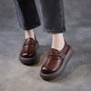 Spring Autumn High-heeled Leather Shoes with Thick Soles, Women's Retro Single Shoes