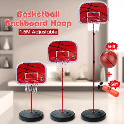 Red Basketball Hoop+Basketball+Pump 1.5m Height Adjustable Kids Mimi Basketball Hoop Rim Net Set Backboard Basket Ball 72-150cm New