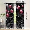 2 st Set Jul Snögubbe Gardiner Stångficka Design Digitaltryck Polyester Draperier för Vardagsrum Kök Sovrum Fönster