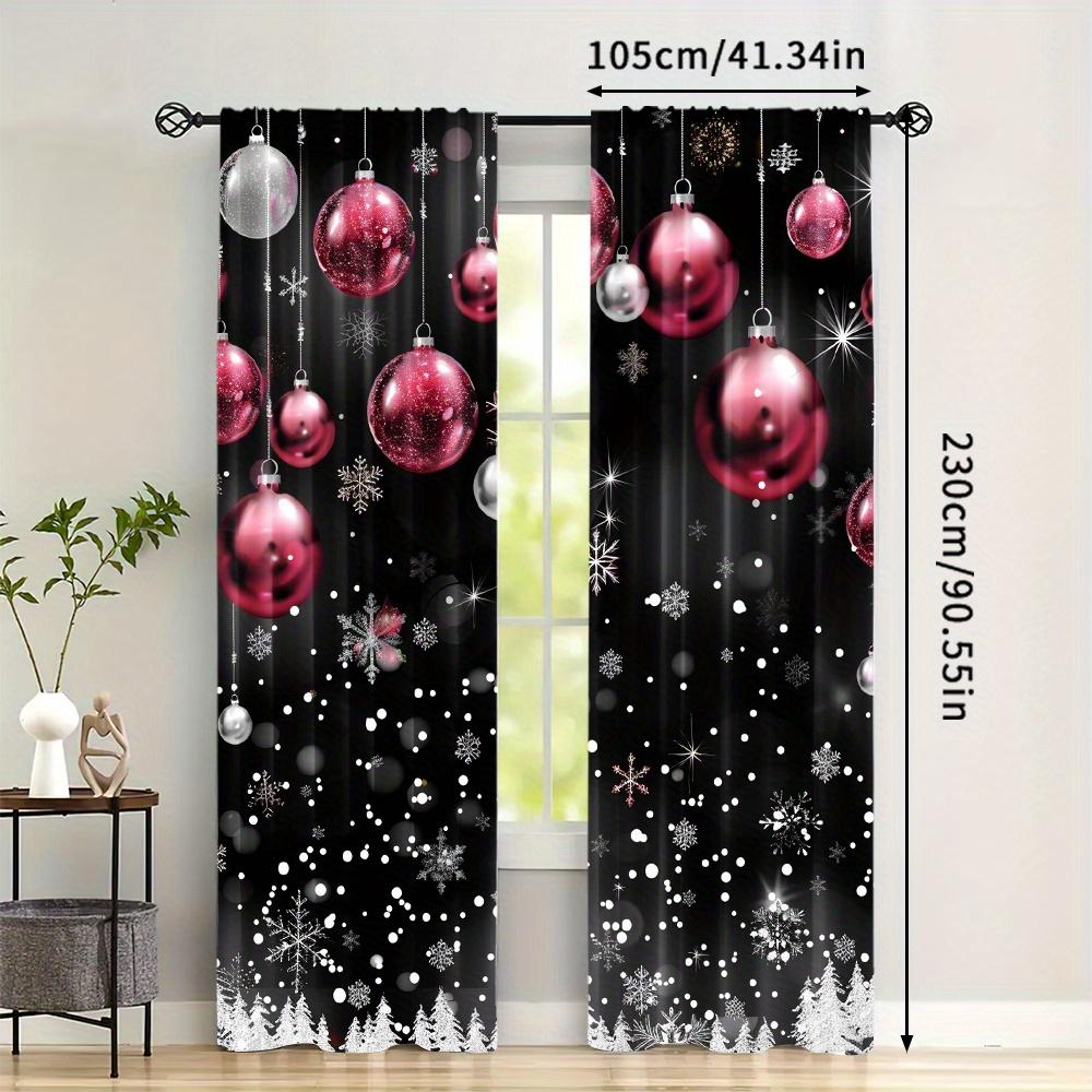 2 st Set Jul Snögubbe Gardiner Stångficka Design Digitaltryck Polyester Draperier för Vardagsrum Kök Sovrum Fönster