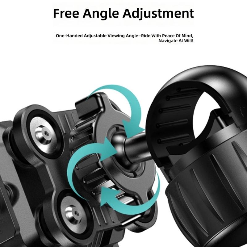Universal Bike Phone Holder Adjustable 360 Degrees Aluminum Motorcycle Phone Stand for Smooth Photography On Rough Roads