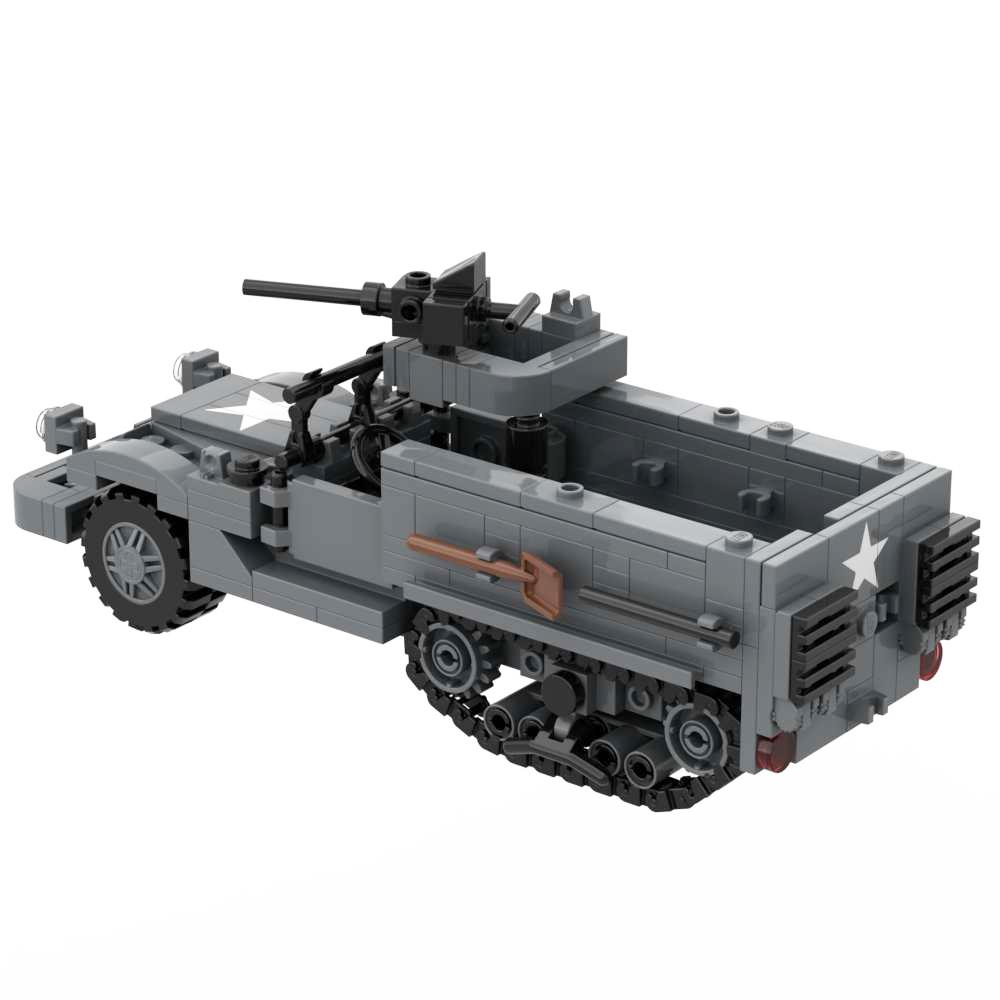M3A1 Half Track Armored Personnel Carrier US Army Military Weapons Building Block Assembly Set Compatible with Brands