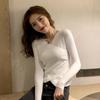 2026 Autumn/Winter Women's V-Neck Slim Fit Knit Sweater - Korean Style Long Sleeve Top