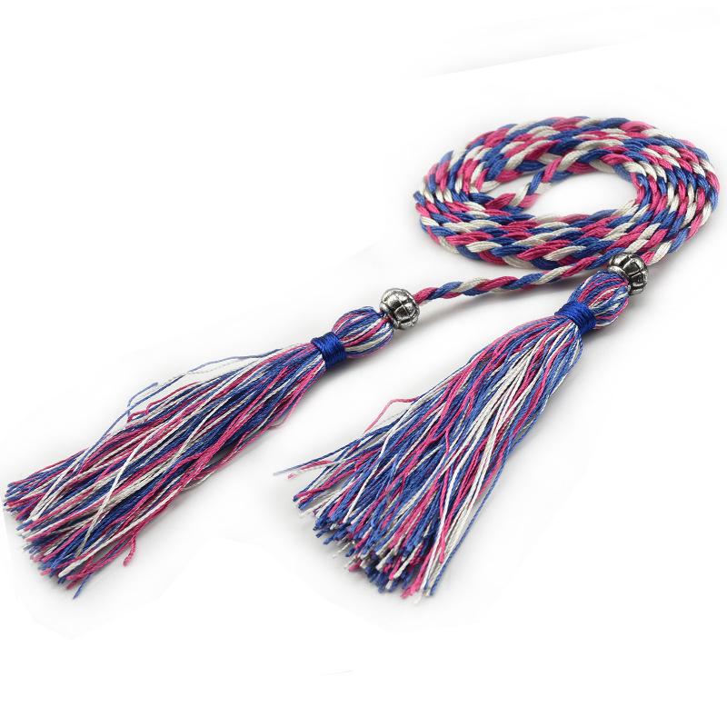 Damesleren riem in Koreaanse stijl met strik en kwastje tailleketting