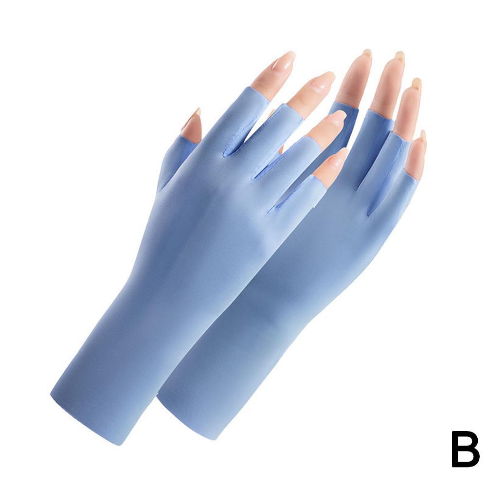 1PAIR Women Summer Sunscreen Gloves Ice Silk Half-finger Gloves Fashion Elegant UV-resistant Breathable Multicolor Driving Glove