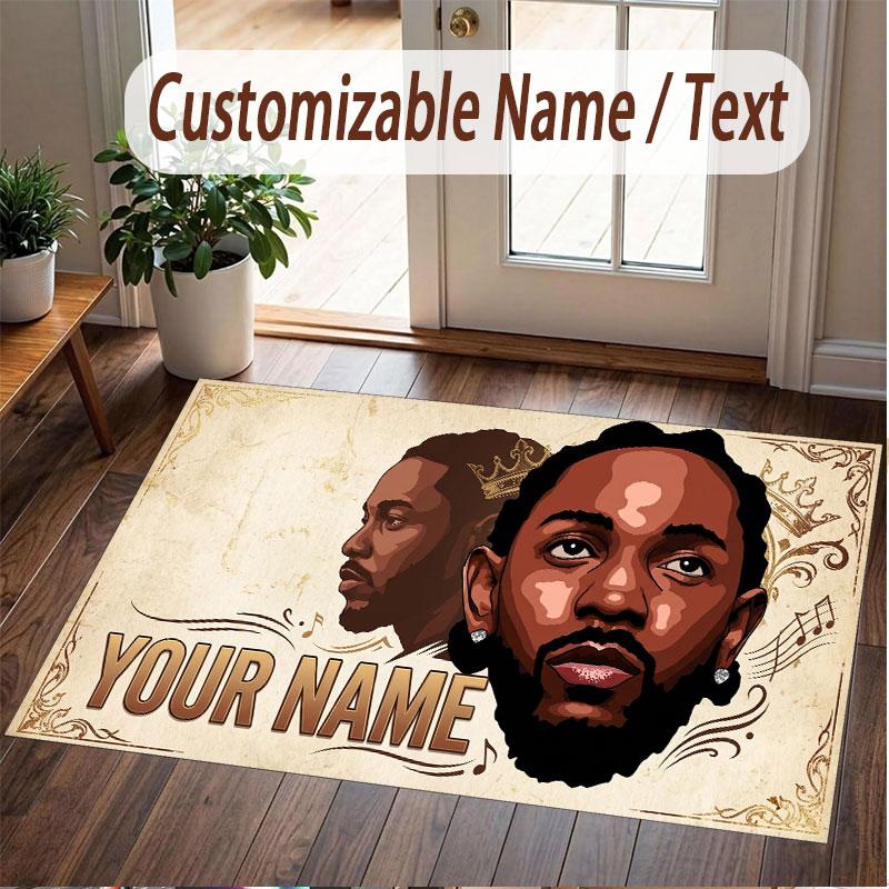 Custom Name Crystal Velvet Rug,Kendrick Lamar Comfortable Anti Slip Floor Mat For Room Decoration
