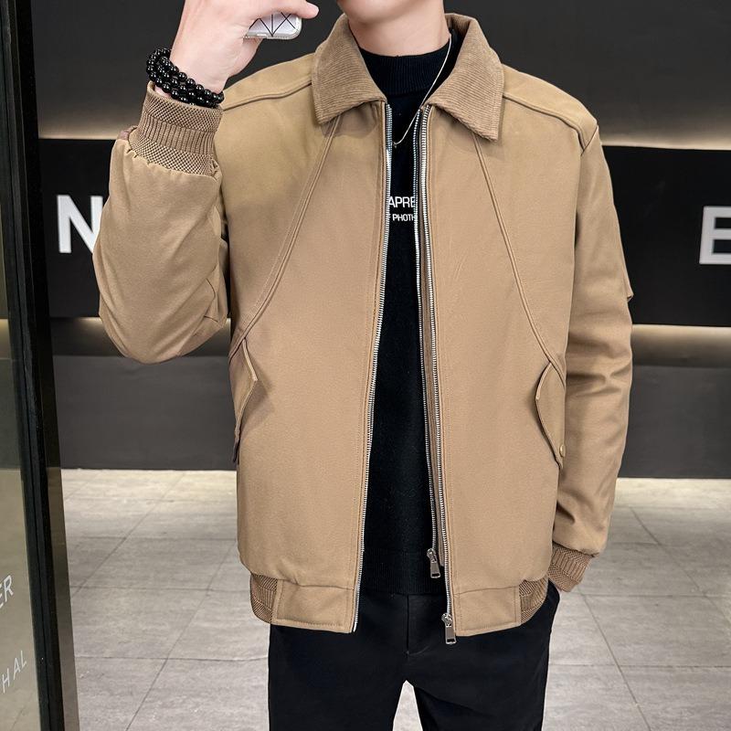 % White Duck Down Fake Two-piece Down Jacket Men's Winter Retro Loose Lapel Casual Jacket Men's