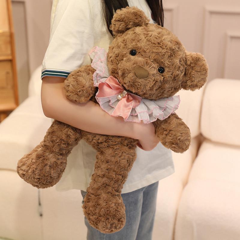 Cuddly Cartoon Bib Bear Plush Toys Stuffed Dolls For Kids Cute Dress Up Bear Birthday Gift Baby Kids Sleep Mate Christmas Gift