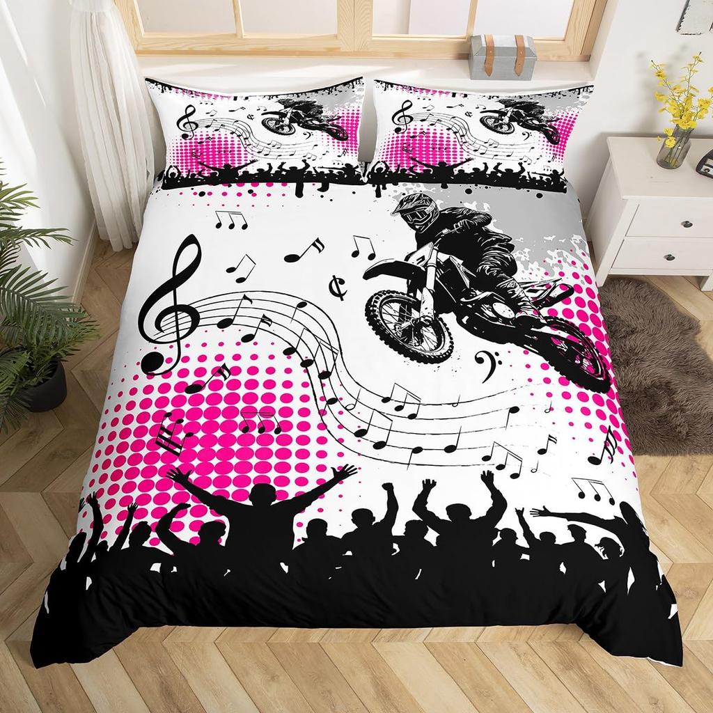 Motocross Bedding Set Full Motorcycle Racer Comforter Cover Extreme Sport Duvet Cover Dirt Bike Motor Vehicles Biker Quilt Cover
