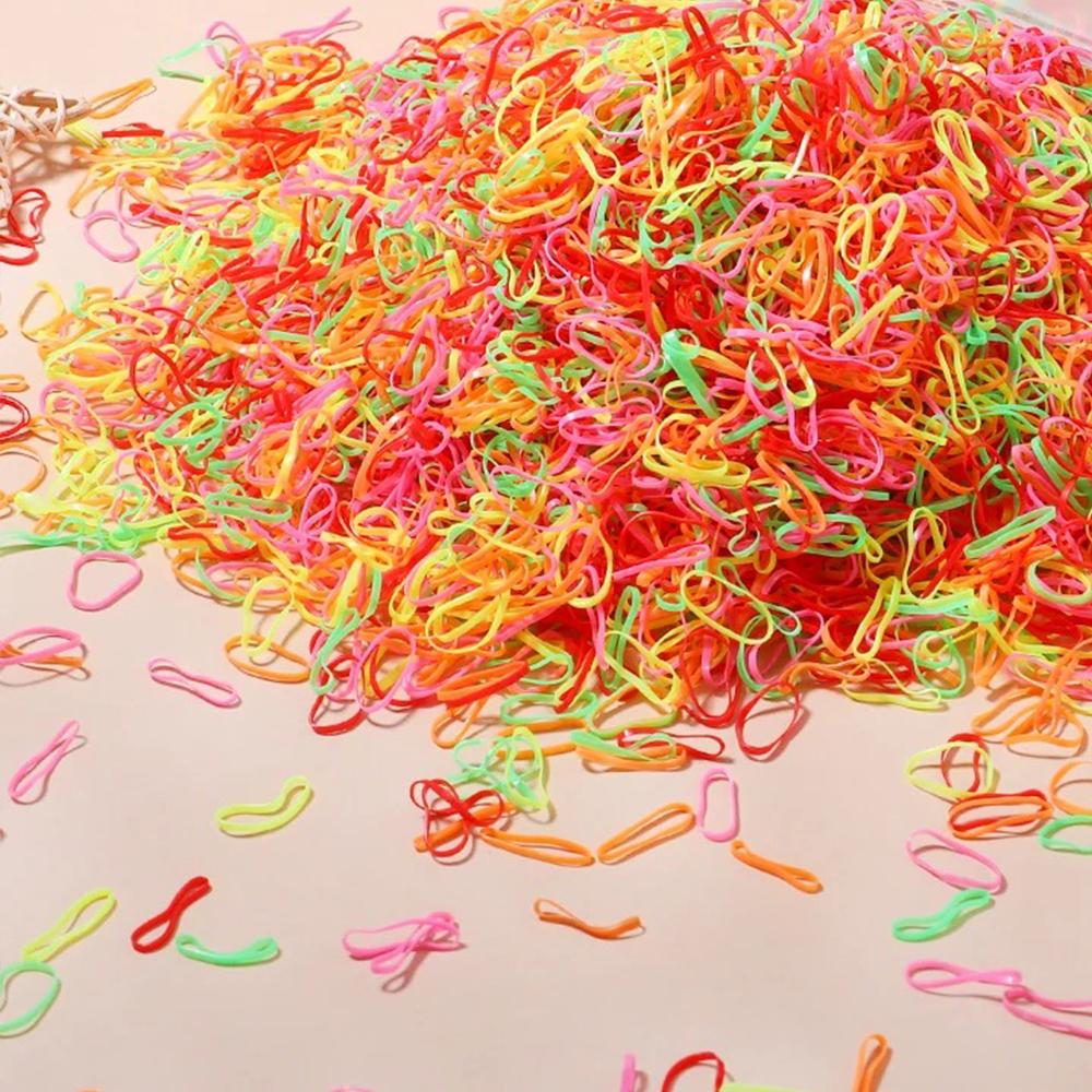 

500/1000/2000pcs Girls Colourful Disposable Rubber Band Hair Ties Headband Children Ponytail Holder Bands Kids Hair Accessories 500pcs