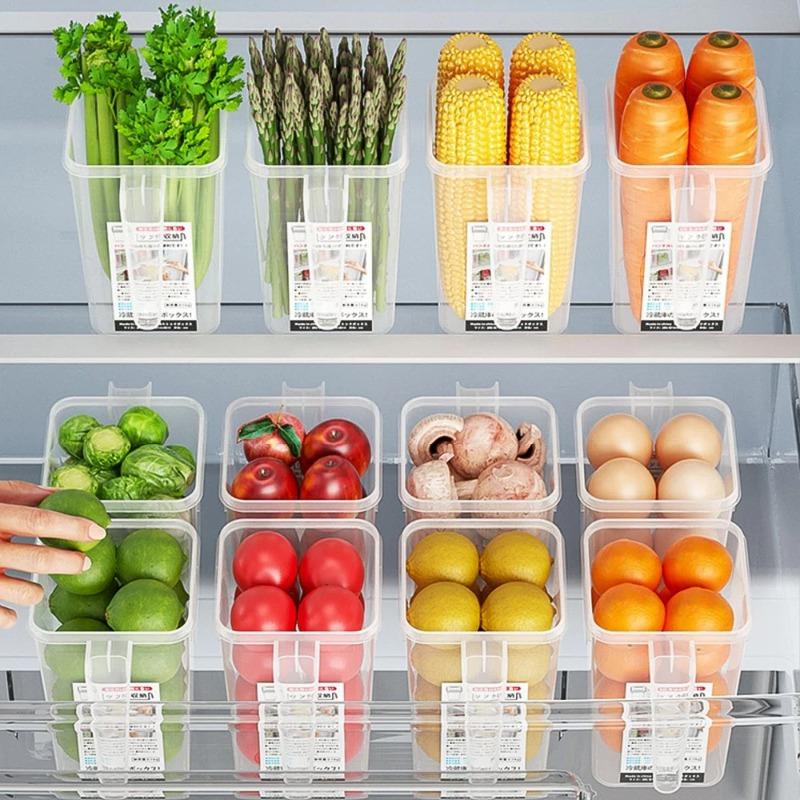 1/2Pcs Refrigerator Storage Box Fridge Side Door Food Fresh Boxes Bins with Handle for Fruit Vegetable Home Kitchen Organizer