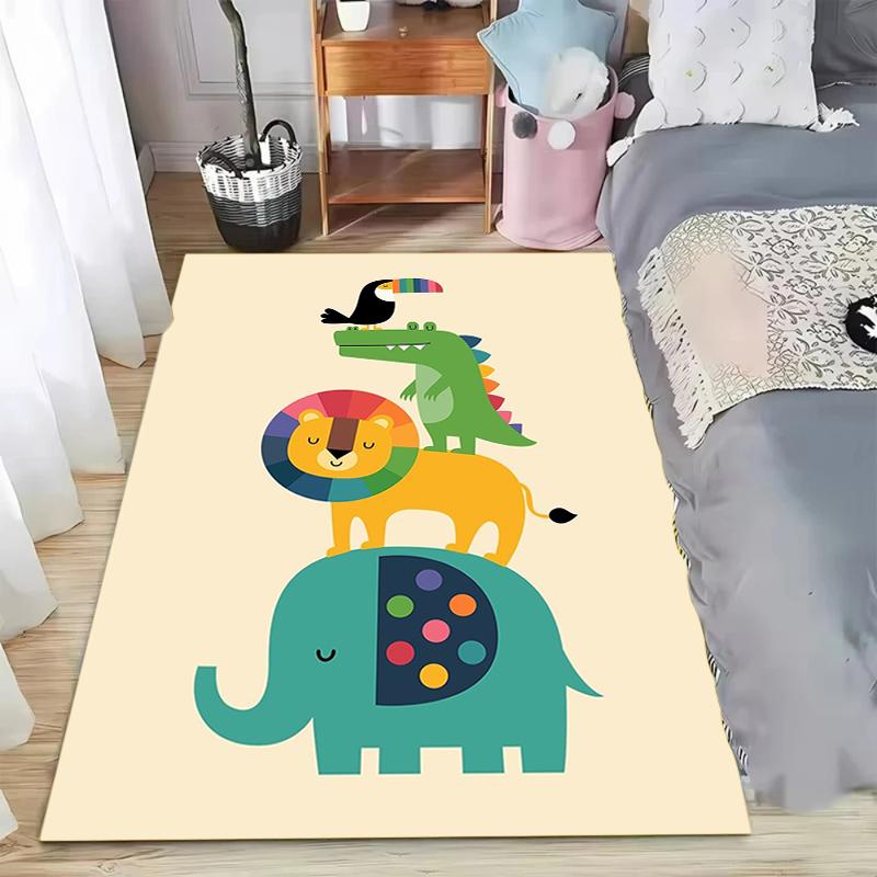 

Washable Area Rugs Animals Lions Elephants for Living Room Bedroom Soft Non-Slip Carpet for Kids Room Nursery Cute Decor Nordic 40x60CM