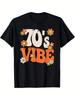 70s Vibe Retro Floral Print Graphic Tee Hippie Disco Festival Unisex T-Shirt