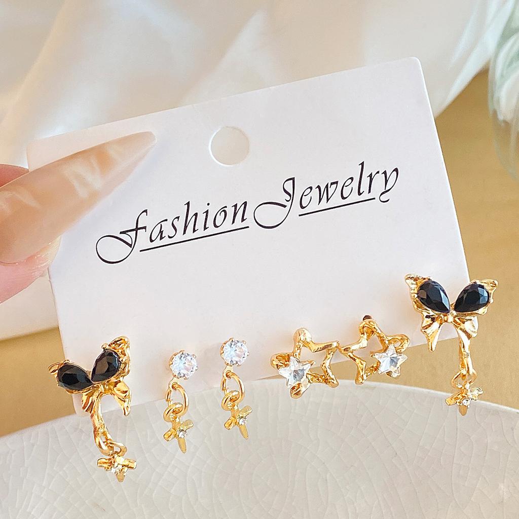 Геометрические многослойные серьги с жемчугом типа C, серьги-гвоздики, 6 пар, набор сережек-карт, комбинированные женские