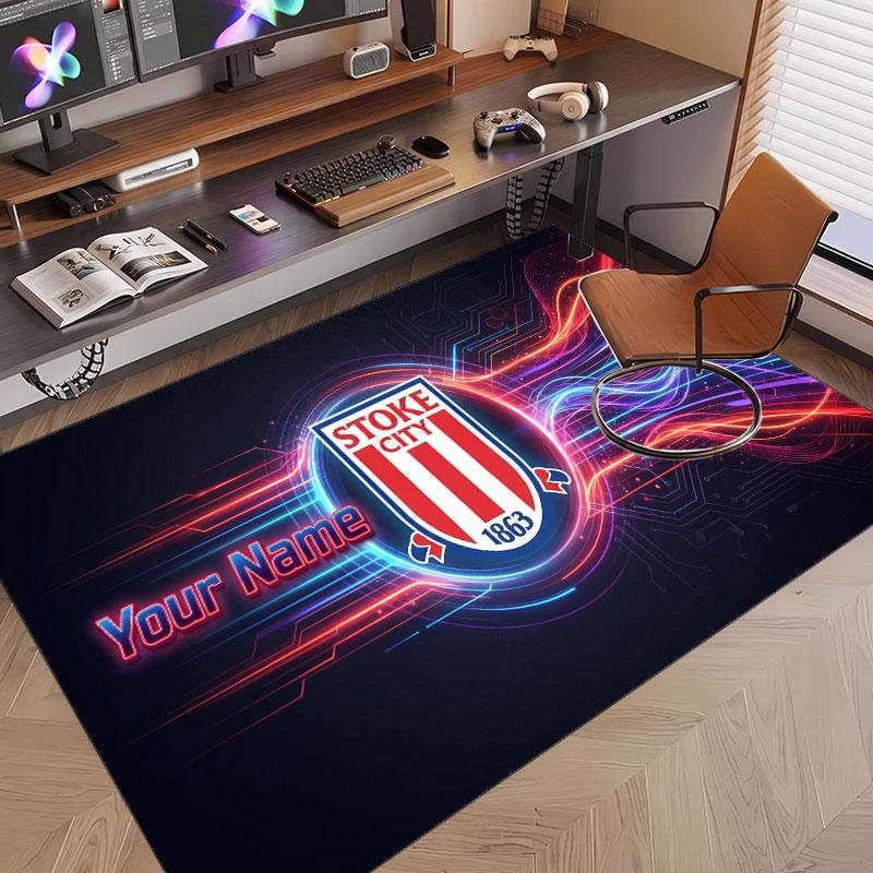 Custom Rug Stoke City FC Pattern Print Name Text Soft Non‑Slip Floor Carpet for Home Indoor Decoration