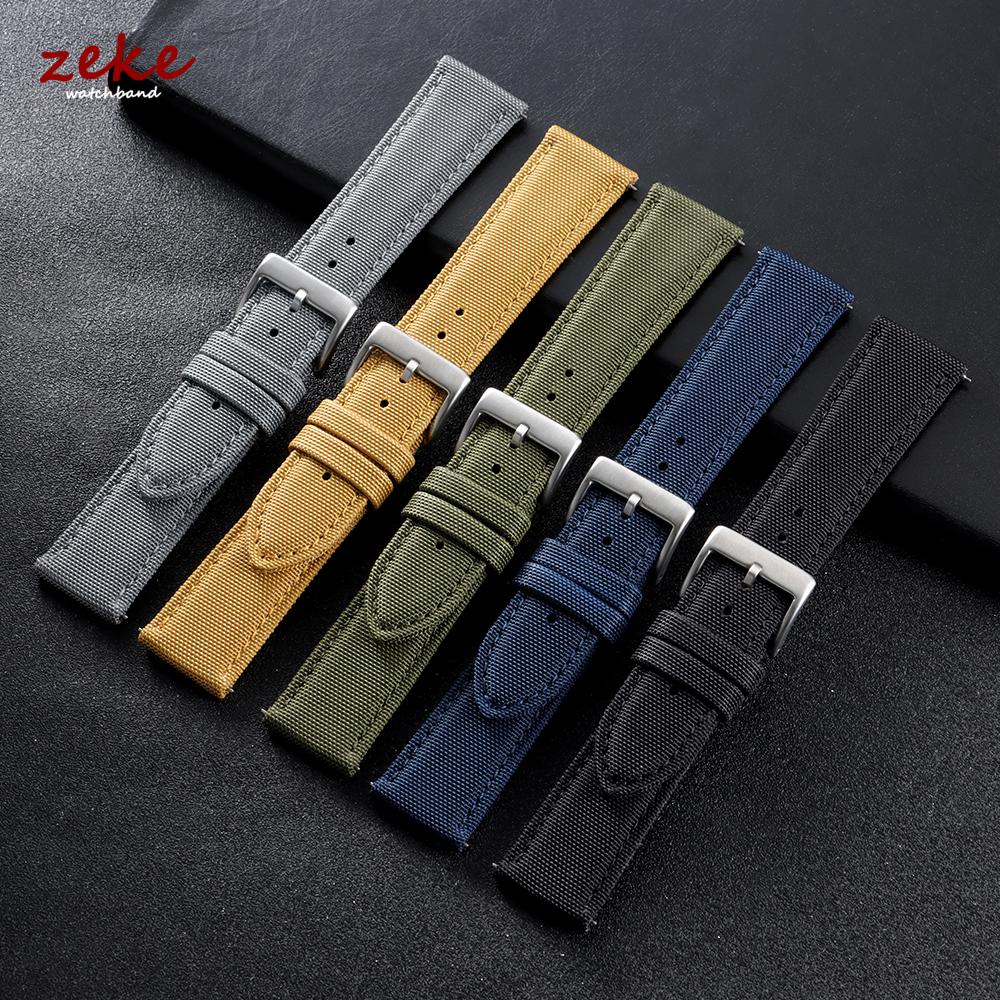Waterproof Sailcloth Watch Strap Green Two-Sided Nylon Watchband Quick Release 20mm 22mm Band for Omega Military Sport Wristband