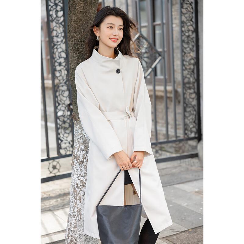 Mokaona Women's Elegant Mid-Length Long-Sleeve Trench Coat MKNJD3888