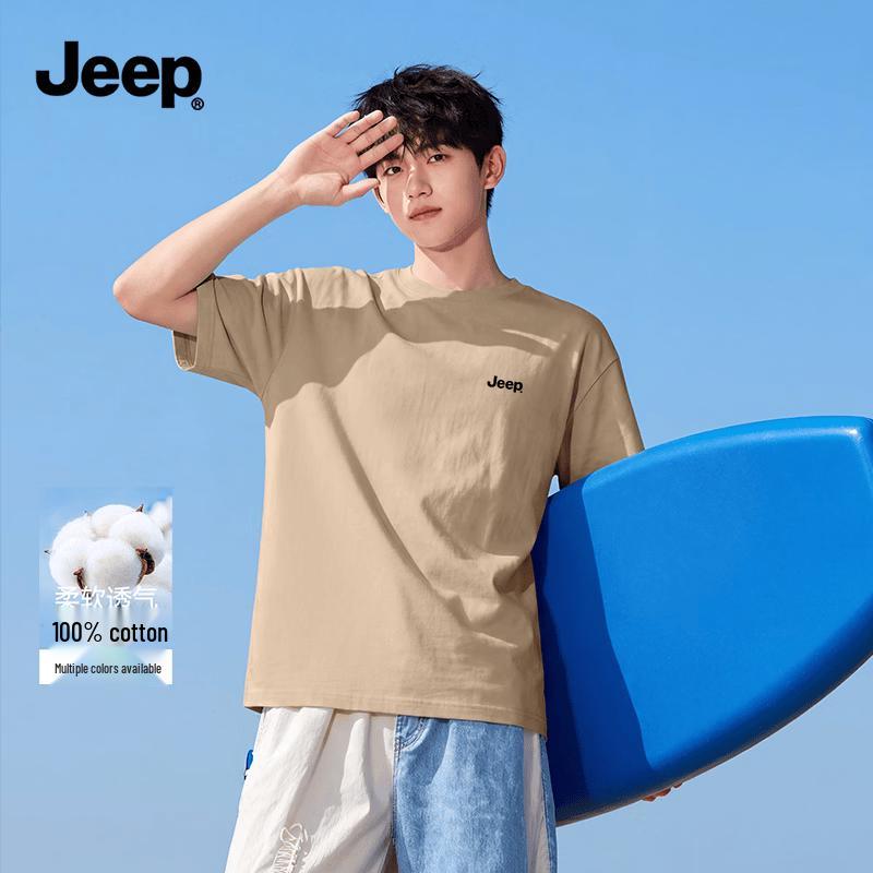 JEEP Men s Pure Cotton Loose Fit Short Sleeve T-Shirt 5XL