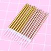 12Pcs Golden Slender Birthday Cake Candles Smokeless Long Burning Romantic Wedding Party Anniversary Eco Friendly No Wax Drip