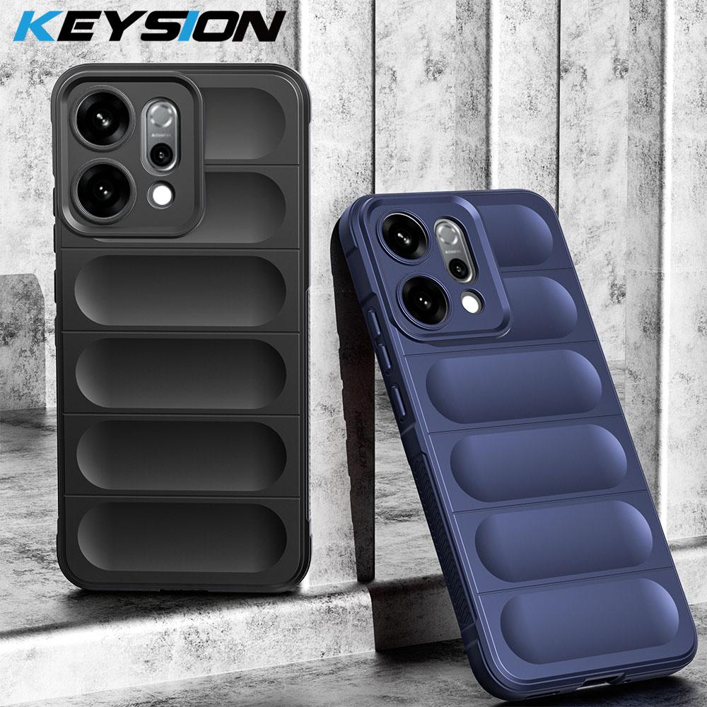 

KEYSION Shockproof Matte Case for OPPO Reno14 Pro 5G Anti-skid Soft Silicone Phone Back Cover for OPPO Reno 14 5G 14 Pro for Reno14 Pro 5G світло-сірого кольору