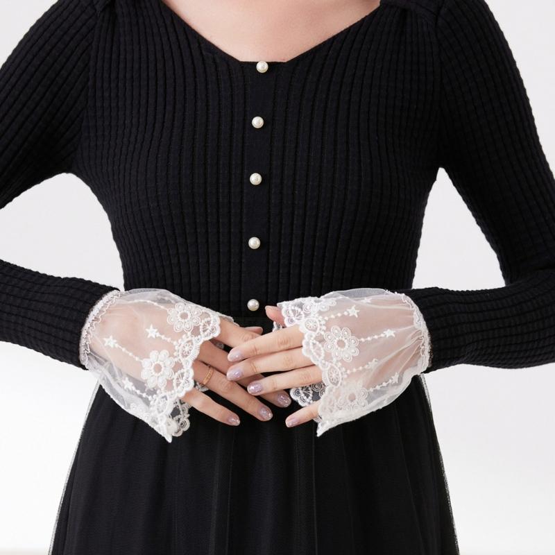 Elegante abnehmbare Spitzenmanschettenärmel für Damen Weiche Baumwollarmstulpen Hochzeiten Partys Tägliche Nutzung Modeaccessoire