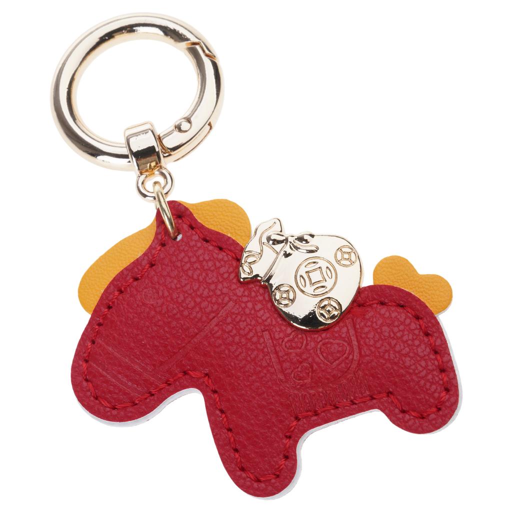 Leather Keychain With Horse Charm For Bringing Wealth And Luck Handmade Keyring Charm for Travel and Work