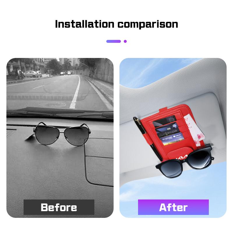 AABFP1 For KIA Rio3 K5 K2 K3K4 k9 Sportage Ceed Sorento Picanto Stinger Car Interior Visor Multi-Pocket Sunglasses Holder Glasses Clip