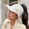 Women'S Lightweight Knit Ponytail Beanie - Stretchy, Warm Winter Hat with Ear Flaps and Drawstring, Ideal for Outdoor Activities, Beanie Hiking