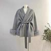 2025 Women's Short Fox Fur Wool Coat - Double-Sided Bathrobe Style