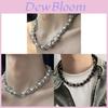 Titanium Steel Necklace With Pearl Mother Of Pearl Geometric Design For Men And Women