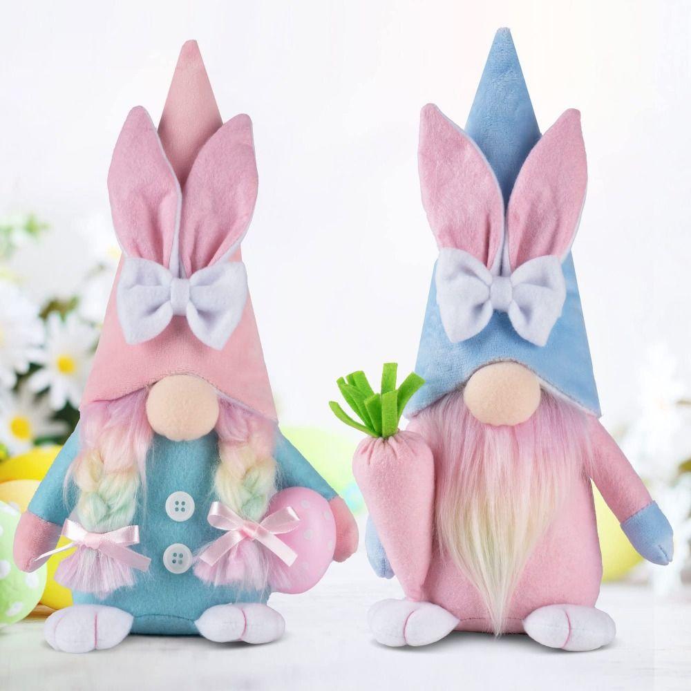 

Cute Faceless Gnome Bunny Doll Soft Rudolf Ornament Easter Rabbit Ears Faceless Doll Friends