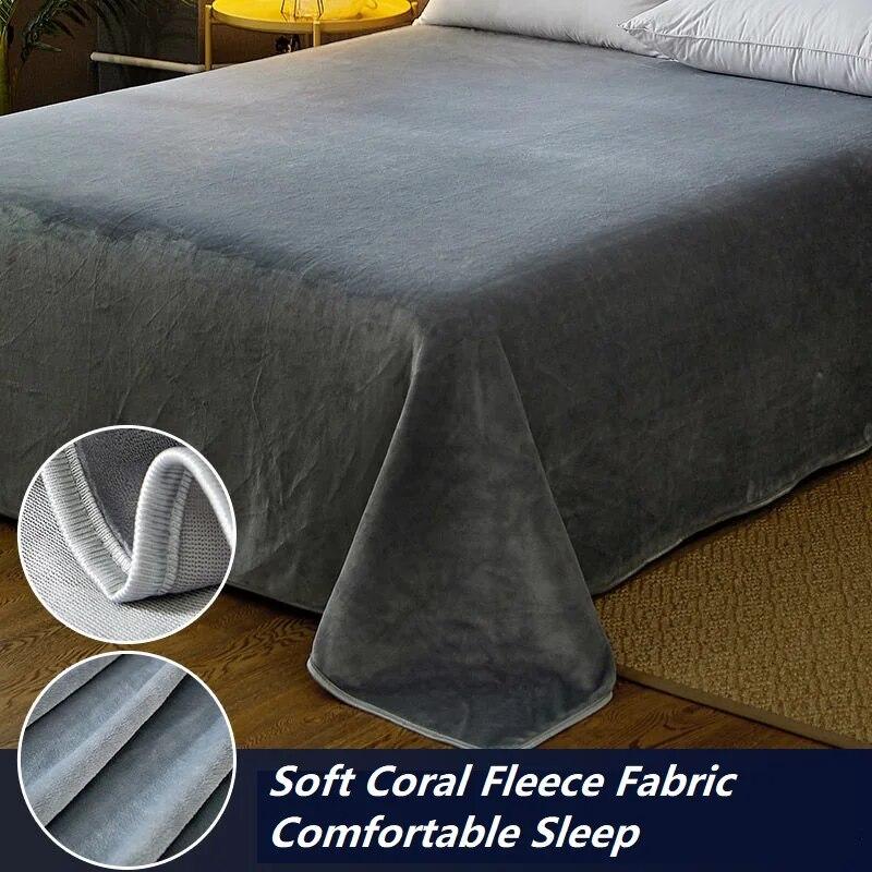 Good Quality Winter Soft Crystal Velvet Flat Sheet Coral Fleece Solid Color Queen King Size Bed Sheet Without Pillowcase