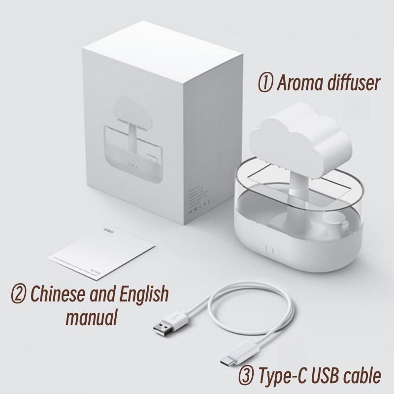 Mushroom Rain Air Humidifier Electric Aroma Diffuser Rain Cloud Smell Distributor Relax Water Drops Sounds Colorful Night Lights