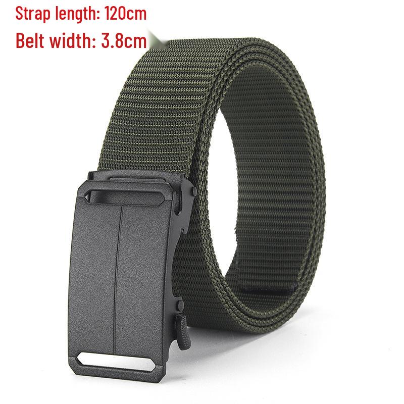 Men's Tactical Canvas & Nylon Woven Belt with Leather Trim - Elastic and High-End Accessory