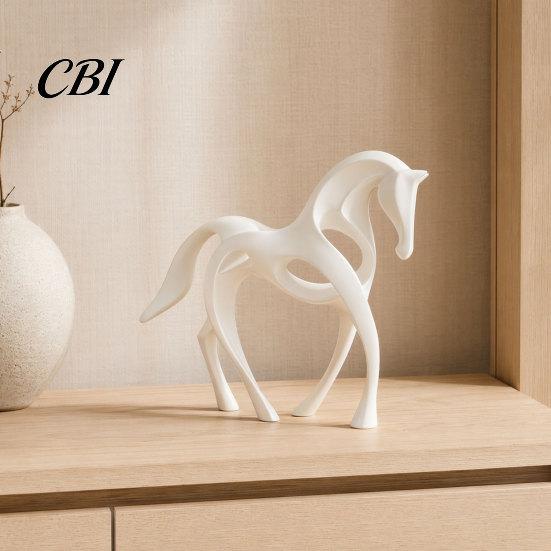 Modern Horse Decoration 3D Printed Abstract Statue, Minimalist Hollow White Figurine for Sculpture Desk Decor, Animal Shape Ornament Home Living Room