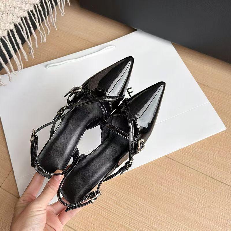 Fashion Womens's Patent Leather Shallow Mouth Pointed Stiletto  Versatile Elegant Fad Banquet Party Women's Bag Head Pumps Zapatos Mujer