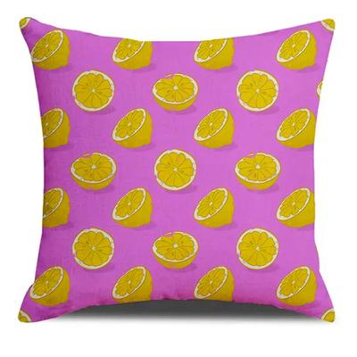 Bunter Frucht Orange Gelb Zitrone Muster Gedruckter Quadratischer Kissenbezug Mischgewebe Kissenbezug Wohnzimmer Heimdekor