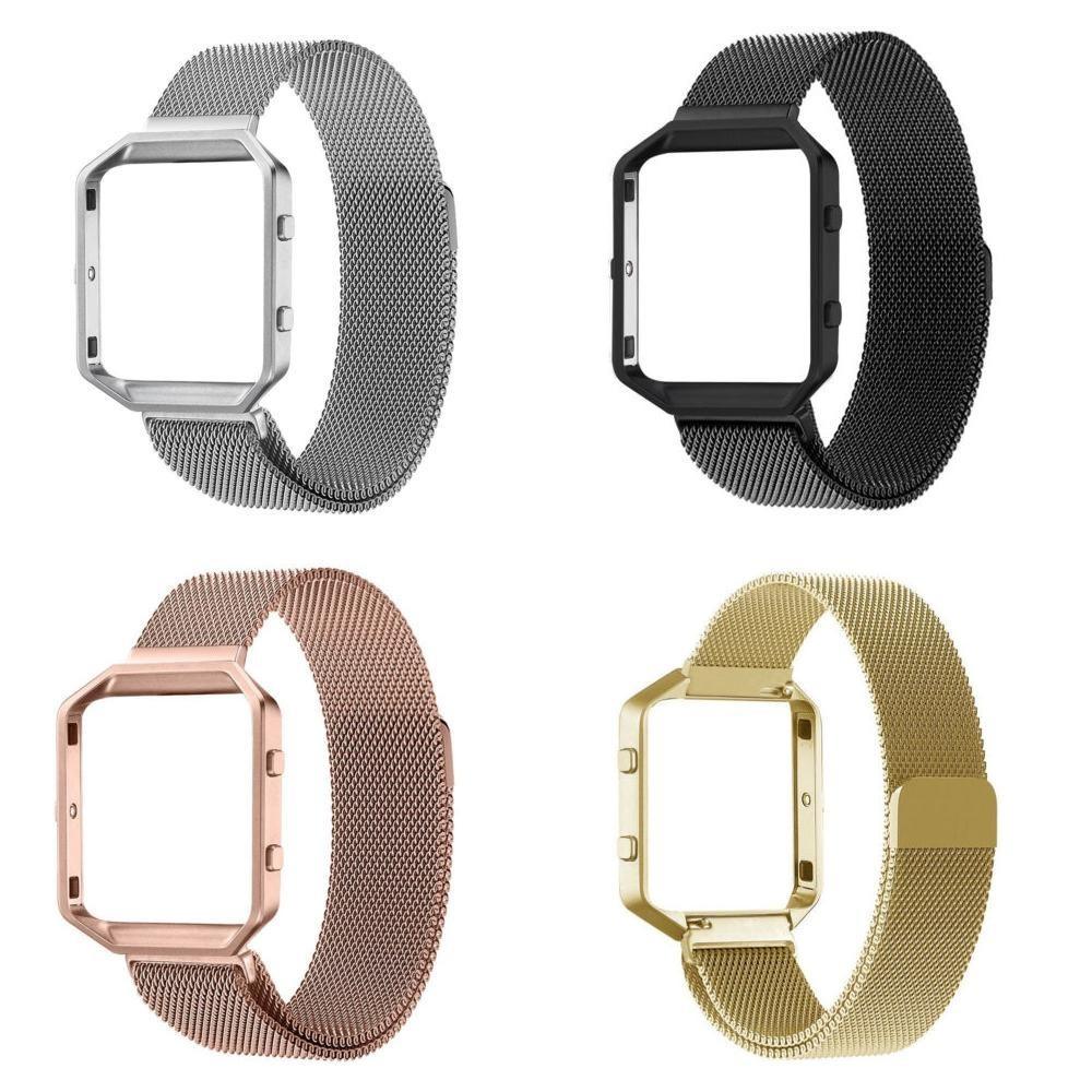 Elegant Milanese Metal Strap Wrist Band Bracelet With Frame For Fitbit Blaze Watch Tracker