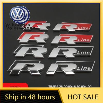 WHAQY1 VW 2026 Hot Car Front Grille Bumper Body 3D Metal Decals R-Line Auto Logos Stickers For VW Polo Golf Passat Scirocco Tiguan CC J