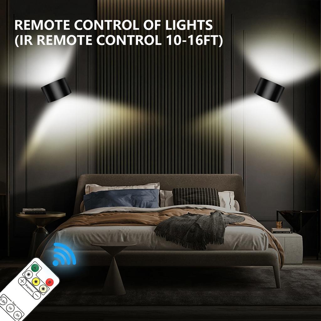 Magnetic Wall Lamp Dimmable Bedroom Bedside Reading Light Touch Lighting Angle with Remote Control