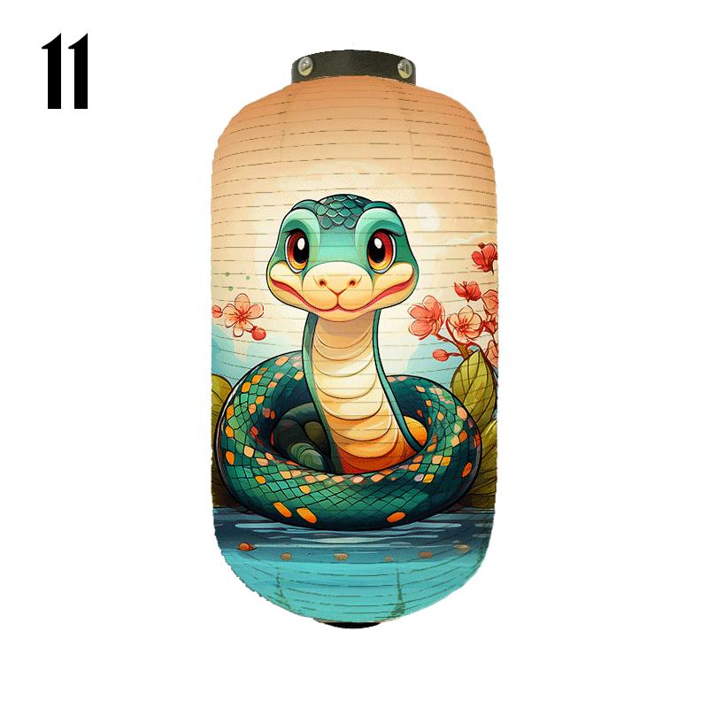 Japanese Style Cloth Lantern New Year Festival Mascots Zodiac Snake Printed Lantern Sushi Shop Bistro Restaurant Decor Ornaments