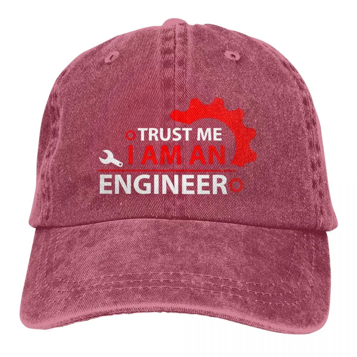 

Trust Me I Am Engineer Baseball Cap Red Logo High Quality Washed Trucker Hat Unisex Unisex Classic Design Snapback Cap One Size