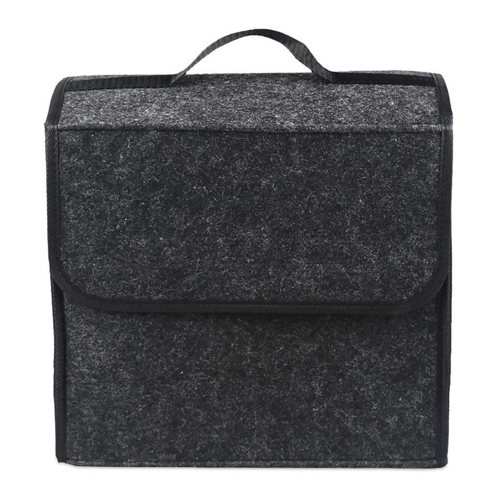 Multifunctional Car Trunk Storage Made of Felt Material with Dark Gray Box, Foldable, Non-Slip Handles, High-Quality Texture, (301629cm)